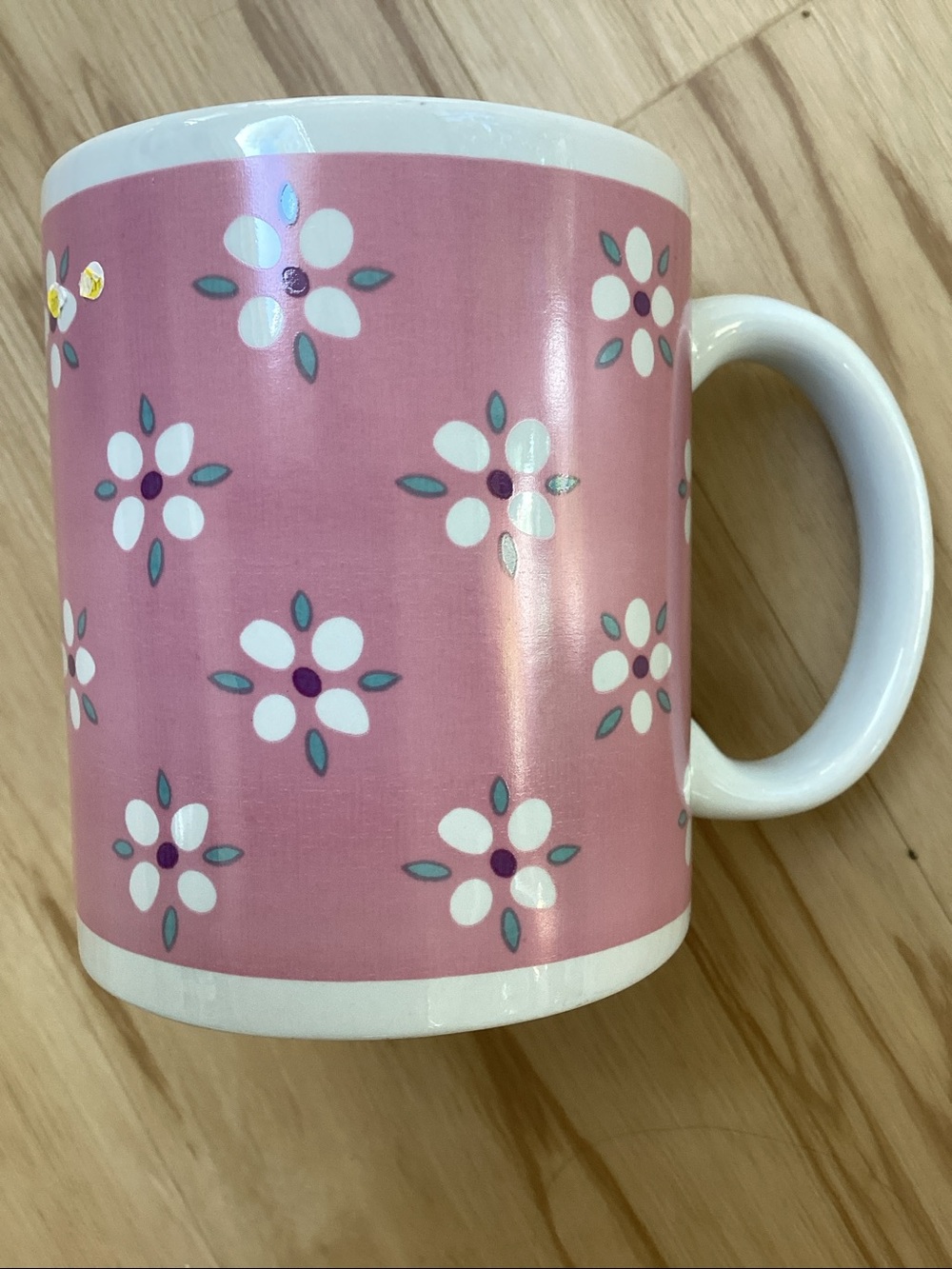 Holiday Home Floral Pink White‎ Burgundy Mug Cottagecore Feminine